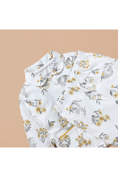 Juniors All-Over Bunny Print Long Sleeves Shirt and Elasticated Pyjama Set