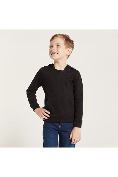 Juniors Solid Hooded Sweatshirt with Pockets
