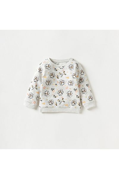Juniors All-Over Floral Print Long Sleeves T-shirt and Pyjama Set