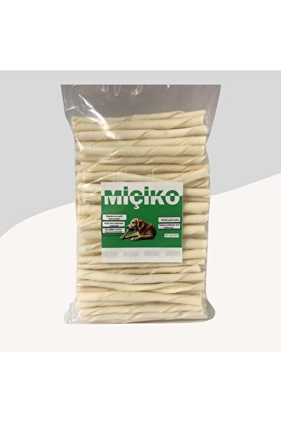 Genel Markalar Miçiko %100 Doğal Beyaz Burgu Köpek Ödül Çubuğu 100 Adet 11-12Cm