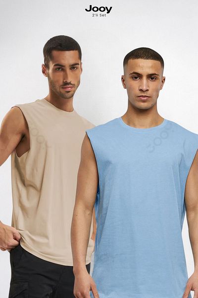 Jooy Campaign Set of 2 Men's Training Athlete Oversize Sleeveless T-Shirt
