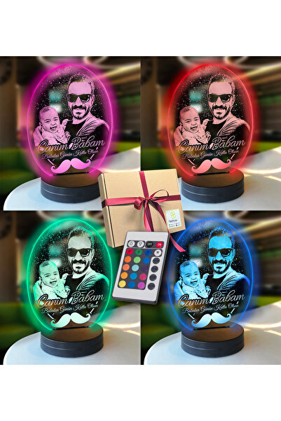 Genel Markalar Babaya Özel Oval 3d Modelli Gece Lambası