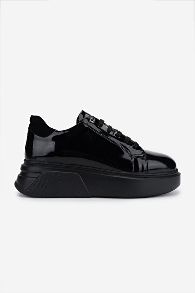 Valmenti Erkek Hakiki Deri Siyah Rugan Sneakers & Spor Ayakkabı