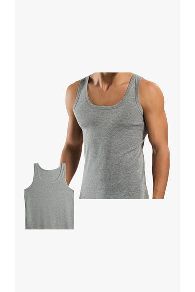 CATEKSSS Gray Men's Combed Cotton Tank 6 Pack Cotton