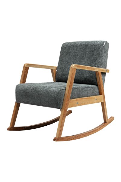 Zem Pavia Sallanır Berjer Natürel Ahşap, Gri