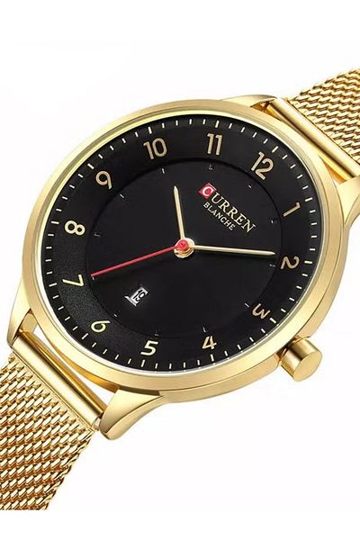 Curren Gold Women’s Watch with Black Dial – Luxury Stainless Steel Quartz Wristwatch