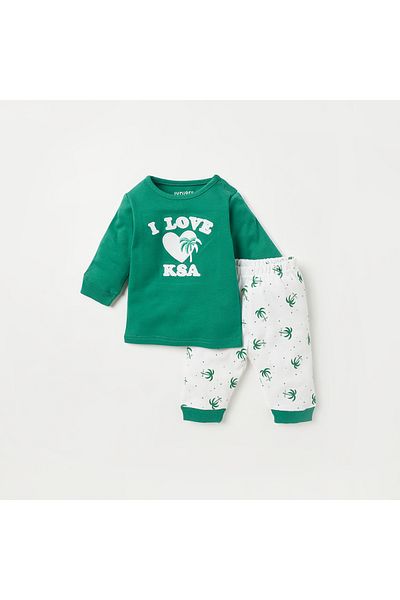 Juniors Saudi Arabia National Day Applique T-shirt and Pyjama Set