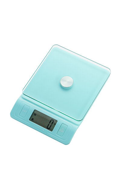 Lawazim ميزان مطبخ زجاجي إلكتروني - أزرق، ميزان وزن رقمي بشاشة LCD، تحويل متعدد الوحدات