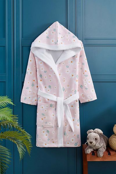 VEVİEN HOME Daisy Pattern Digital Printed Young Children's Bathrobe