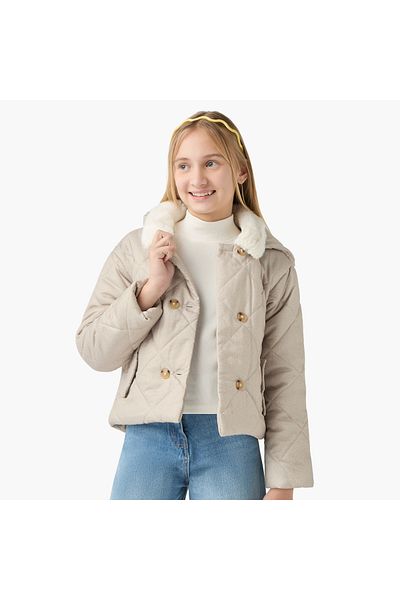 ELIGO Quilted Jacket with Detachable Hood and Pockets