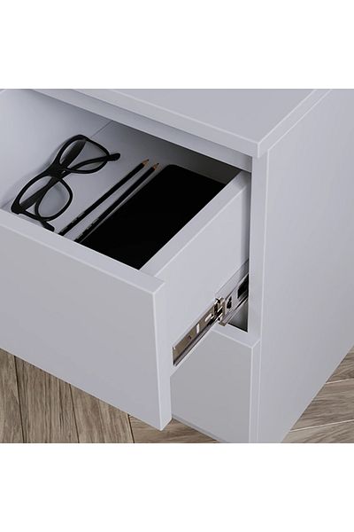 AnneFish 40*40*55cm NightStand for Bedroom Rustic Side Table Simple Bedside End Table with 2 Storage Drawers