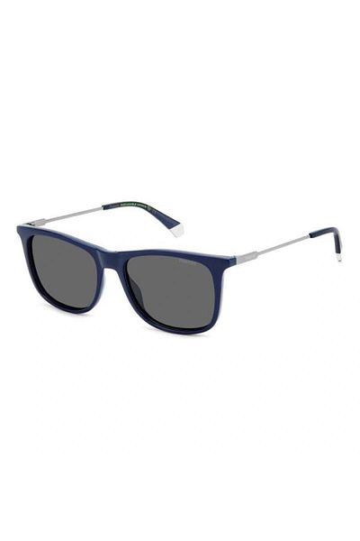 Polaroid Ochelari de soare Polaroid pentru bărbați PLD 4145/S/X PJP/M9, albaștri, dreptunghiulari, 55 mm