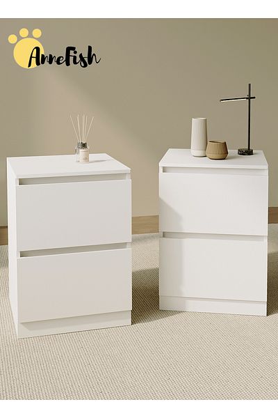 AnneFish 40*40*55cm NightStand for Bedroom Rustic Side Table Simple Bedside End Table with 2 Storage Drawers