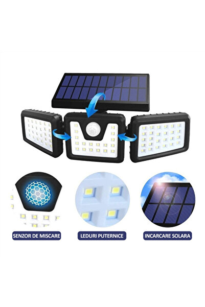 NEXTLY Σετ 2 τριπλών ηλιακών φώτων, 74 x Smd LED, με αισθητήρα κίνησης και φως, βραχίονες