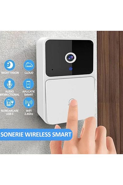 NEXTLY Sonerie Wireless Cu Camera Video, , Hd 720p, Aplicatie Smart, Night-vision