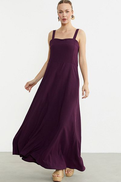 Sementa Rochie lungă din crepon cu bretele subțiri - violet