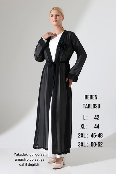 Mankens Fashion Plus Size Black CHiffon Cardigan - Long and Comfortable
