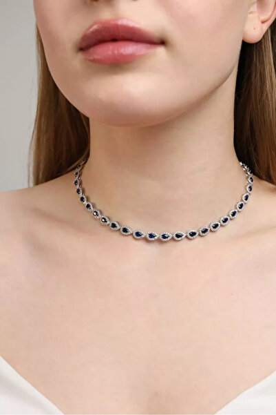 SERHAZİN Damla Mavi Taşılı Su Yolu Kolye