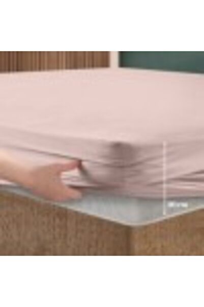 First Choice Bed cover set with elastic and 2 pillowcases, 100% ranforce cotton, 140x200 cm, Powder Pink