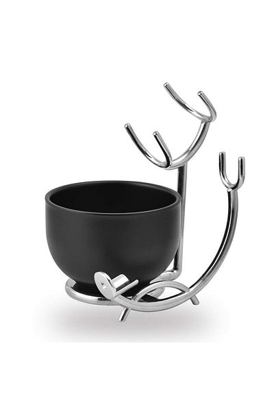 Choice Black Stainless Steel Design Shaving Stand And Shave Soap Bowl - Unbreakable And Rust Resistant Fo
