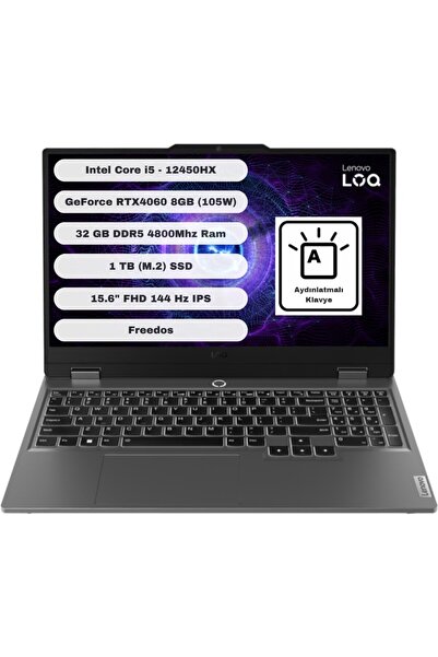 LENOVO Loq 15IAX9 83GS007XTR I5-12450HX 32gb 1 TB SSD Rtx 4060 8gb Gddr6 W11 15.6'' Gaming Notebook