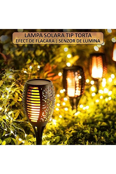 NEXTLY Set Of 10 X Outdoor Solar Torch Lamp With Flame Effect, Black