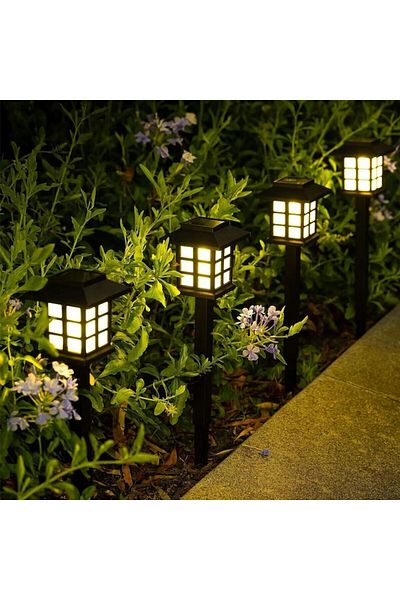 NEXTLY Set 12 Lampi Solare De Exterior Pentru Gradina , Cu Tarus, Tip Felinar, Decorative, Senzor
