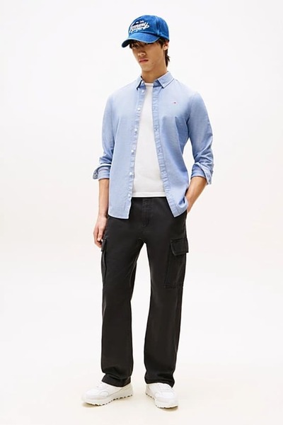 Tommy Hilfiger Erkek Tjm Slim Stretch Oxford Gömlek - Koyu Mavi