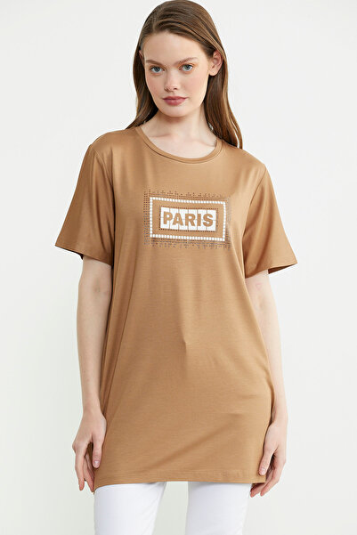 Sementa Довга туніка з принтом для великих розмірів - верблюжа