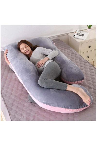Yelajoy G-shaped Full Body Pregnancy Pillow, Comfort Support, With Removable Cover, For Pressure Relief,grey