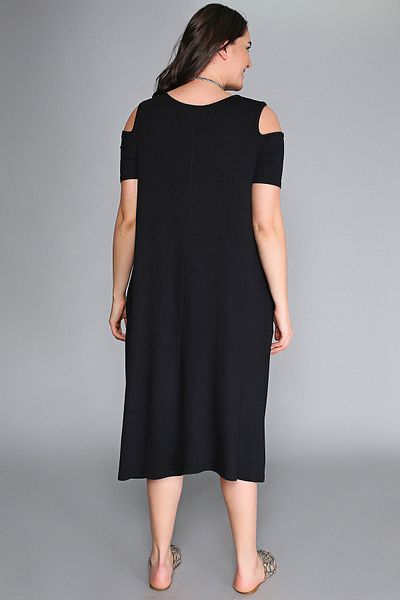 Curvy Trend Large Size Salty Water Printed Off-The-Shoulder Dress