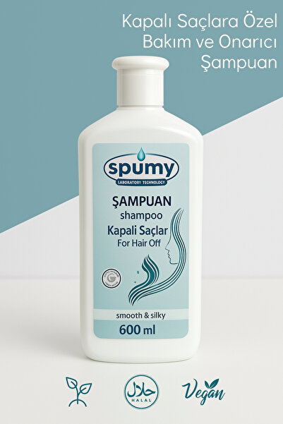 Spumy Organik Vegan Şampuan – Kapalı Saçlara Özel, Helal Sertifikalı 600 ml