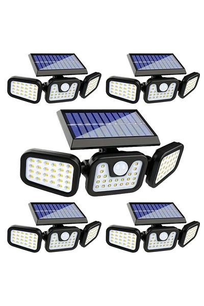 NEXTLY Set 5 Lampi Triple Cu Incarcare Solara, 74 X Led Smd, , Cu Senzor De Miscare Si Lumina, Brate