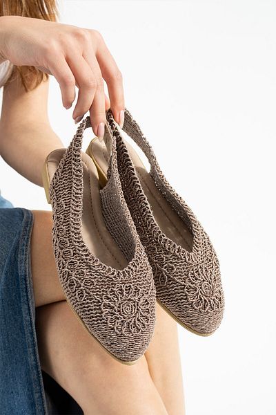 Moda Frato Modafrato ELORA Slaměné krajkové baleríny Dámské sandály Letní pohodlné boty