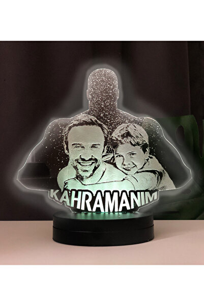 Genel Markalar Babalara Özel Kahramanım Modelli Resimli 3d Led Gece Lambası