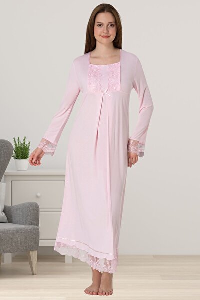 ByLohusa Effortt Pembe Dantelli Hamile Lohusa Gecelik