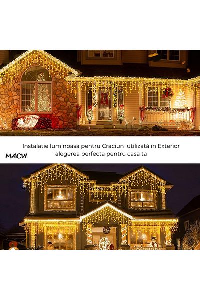 MACVI Instalatie luminoasa Macvi® 100 LED-uri, 10 metri, pentru decor de Craciun, rezistenta si economica