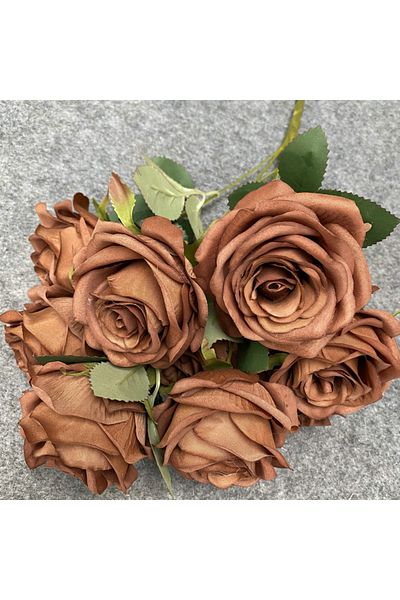 Choice dark curry 16 Artificial flowers simulation 9 head rose bouquet wedding wedding decoration artificia
