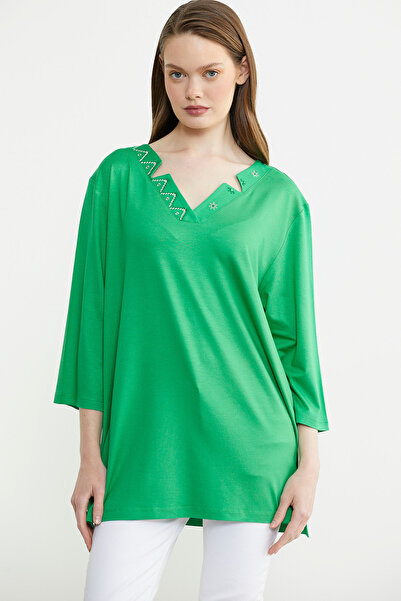 Sementa Футболка великого розміру з рукавами та коміром - зелена