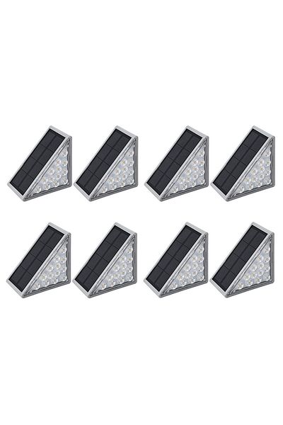 NEXTLY Set 8 X Lampa Solara Scari , Senzor De Lumina, 13 Led-uri, Lumina Calda, 2 Moduri