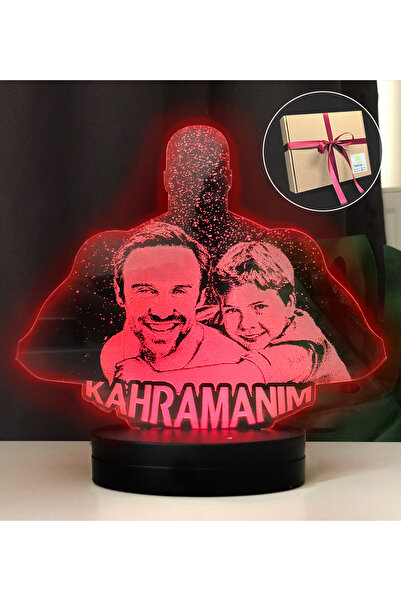 Genel Markalar Babalara Özel Kahramanım Modelli Resimli 3d Led Gece Lambası