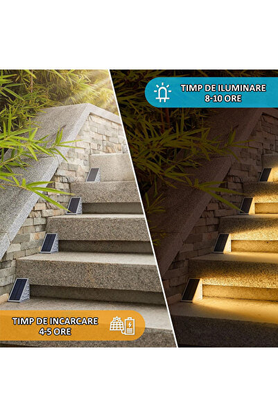 NEXTLY Σετ 10 ηλιακών λαμπτήρων σκάλας, αισθητήρας φωτός, 13 LED, θερμό φως, 2 λειτουργίες