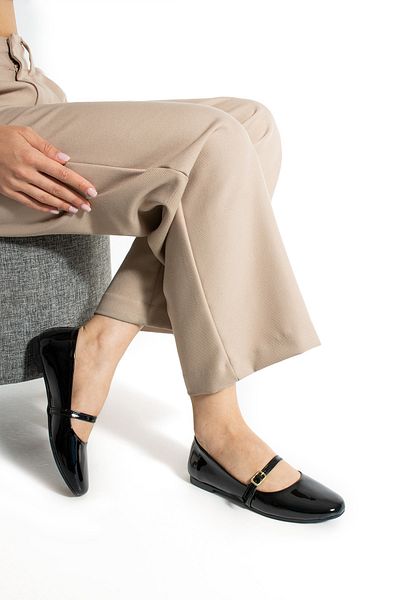 Getcho Snoek Women's Patent Leather Black Ballerina Shoes