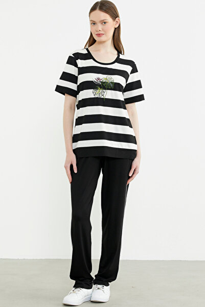 Sementa Set pantaloni cu dungi confortabile - negru