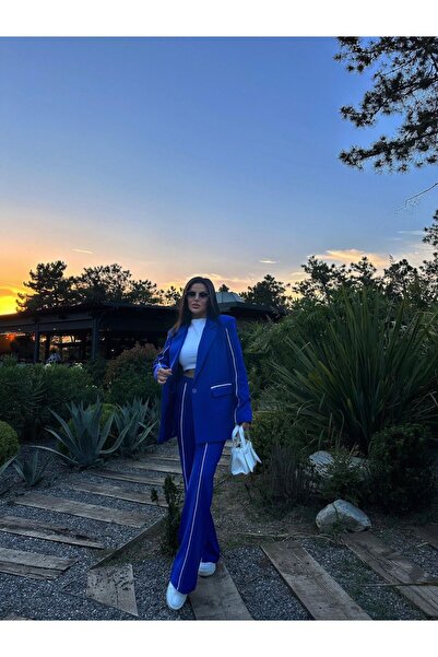 STMT BUTİK Biye Detaylı Oversize Blazer Ceket ve Pantolon Takım - Kadın Takım Elbise