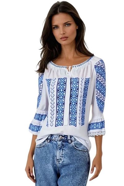 rody's forever Ladies' blouse type R24, coconut white/cosmic blue