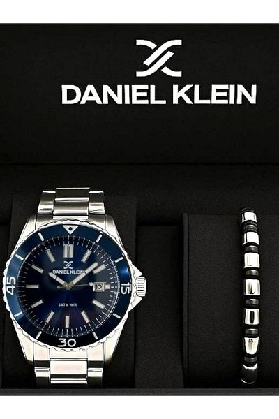 Daniel Klein Brand Silver Color Original Men's Wristwatch & Bracelet Set – Stylish Gift Box