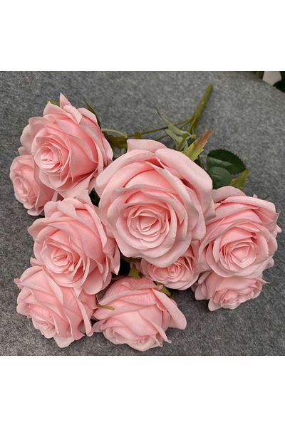 Choice Deep powder 7 Artificial flowers simulation 9 head rose bouquet wedding wedding decoration artificia