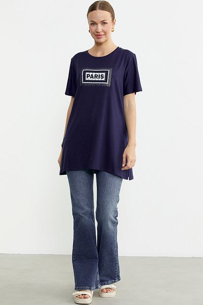 Sementa Μπλουζάκι με στάμπα μεγάλου μεγέθους - Navy Blue