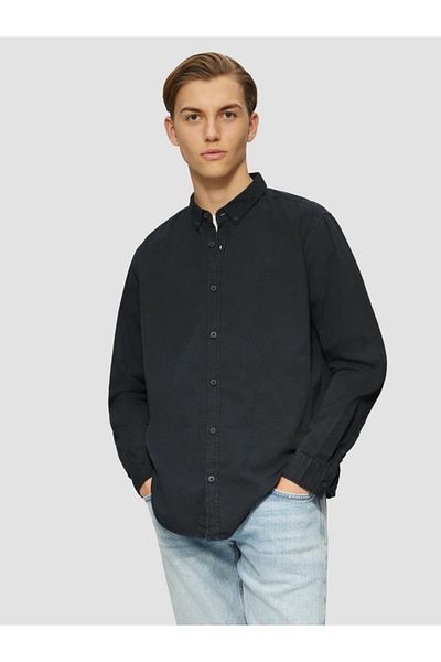 QS by s.Oliver Men's long-sleeved shirt, Regular Fit cut and logo, QS by s.Oliver